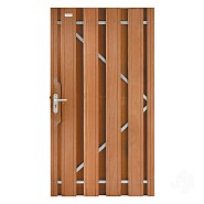 Bangkirai tuindeur recht met stalen frame 52x1000x1800mm V-groef / incl. beslag bc