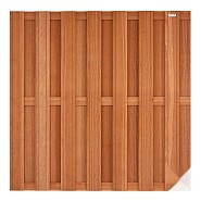 Kempas FSC tuinscherm recht 14L 13mm 39x1800x1800mm V-groef / RVS bc