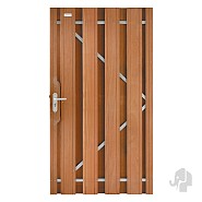 Bangkirai tuindeur recht met stalen frame 52x1000x1800mm V-groef / incl. beslag bc