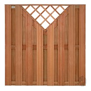 Keruing tuinscherm recht 15L 13mm 39x1800x1800mm met V-trellis / V-groef / RVS bc