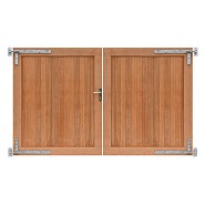 Hardhouten dubbele toegangspoort, verticaal, 300x180 cm incl beslag