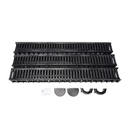 WS Actiedrain met PE rooster incl 2x eindkap en 1x onderuitlaat (doos á 3 stuks)