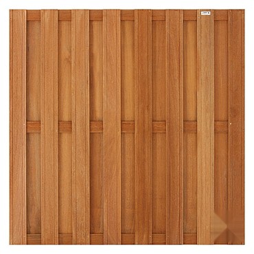 Keruing tuinscherm recht 15L 13mm 39x1800x1800mm V-groef / RVS bc