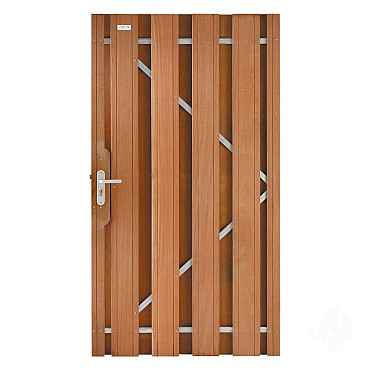 Bangkirai tuindeur recht met stalen frame 52x1000x1800mm V-groef / incl. beslag bc