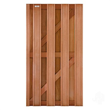 Kempas FSC tuindeur recht 41x900x1800mm V-groef / RVS bc