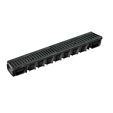 Top Drain met zwart kunststof sleufrooster 100x13x8,5 cm