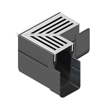 ACO Slimline hoekstuk incl. blank aluminium rooster