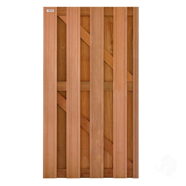 Kempas FSC tuindeur recht 41x900x1800mm V-groef / RVS bc