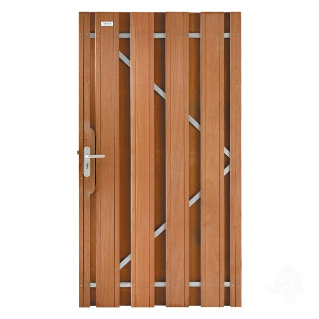 Bangkirai tuindeur recht met stalen frame 52x1000x1800mm V-groef / incl. beslag bc