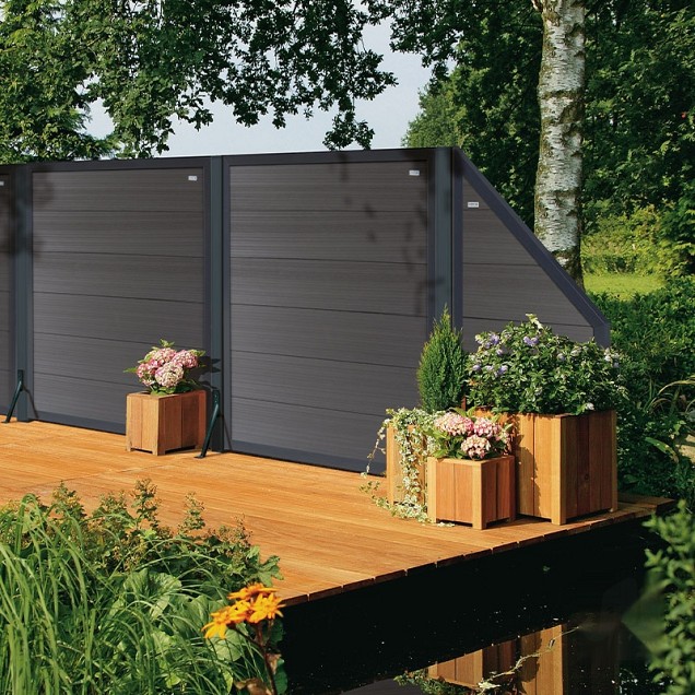 Composiet schutting Forte Antraciet 90x180 cm schuin