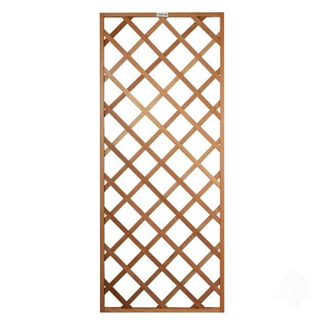 Hardhout FSC trellis recht met kader diagonaal 750x1800mm RVS bc