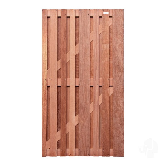 Hardhout FSC tuindeur "stripes" recht 28L 15mm 45x900x1800mm glad / RVS bc