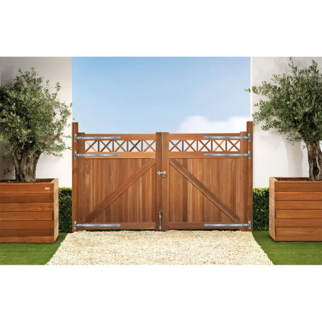 Bangkirai tuinpoort "Belmonte" (dubbel) 40x3000x1800mm met trellis / incl. beslag bc