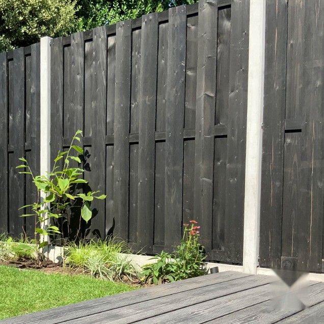 Vuren FSC tuinscherm recht 15L 15mm 45x1800x1800mm gezaagd / RVS [zwart] bc