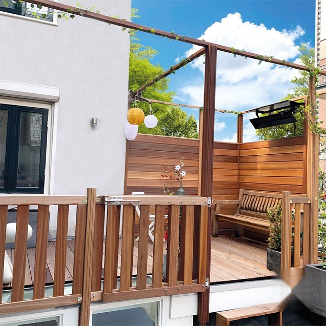 Bangkirai tuinpoort "Luxe" recht 36x1000x700mm RVS