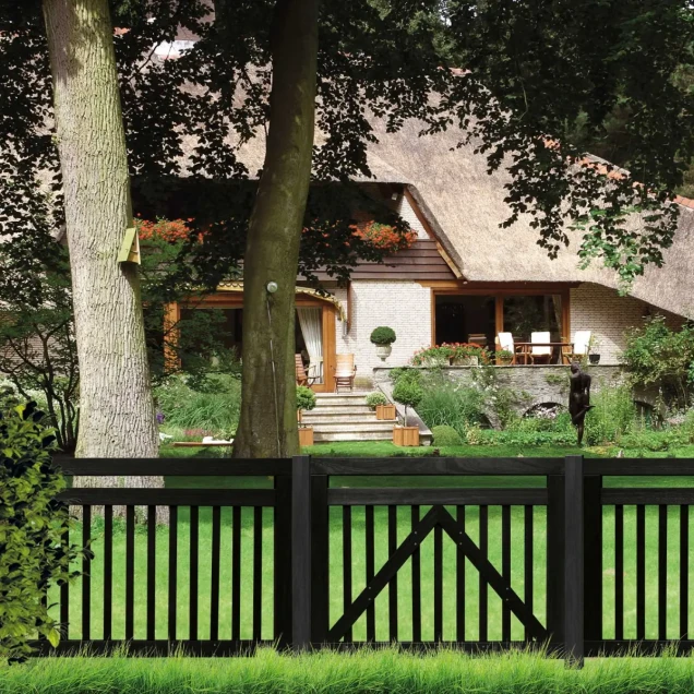 Bangkirai tuinhek "Industrieel" 15L 12mm 32x1500x800mm glad [zwart]