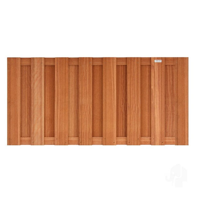 Elephant halfhoge schutting Keruing hardhout 39x1800x943mm 15 planks / V-groeven / RVS geschr.
