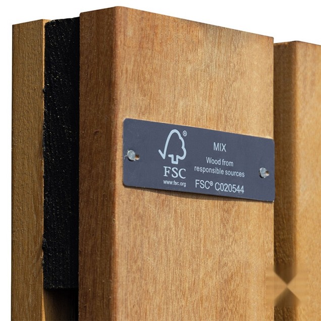 Elephant schutting Stripes Black hardhout FSC 45x1800x1800mm naturel/zwart RVS geschroefd