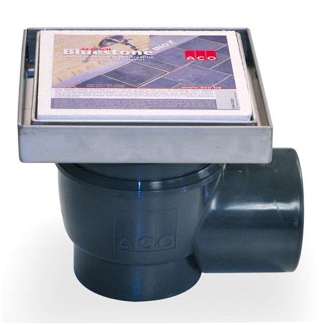 ACO Vloerput Stone RVS 200x200 incl stankslot, zij-uitlaat 110mm
