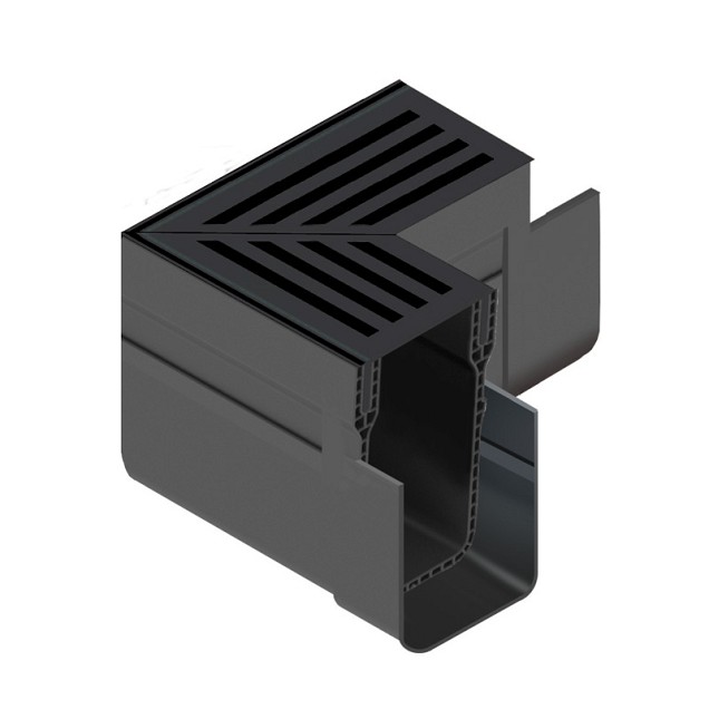 ACO Slimline hoekstuk incl. zwart alu designrooster