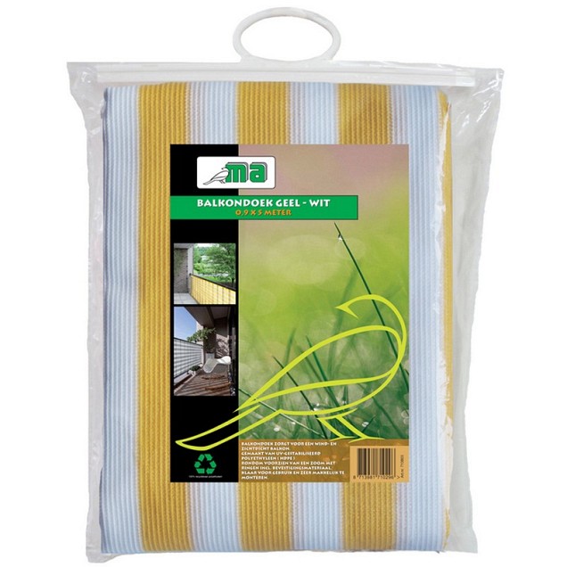 Balkondoek 0,9 x 5 mtr geel/wit *